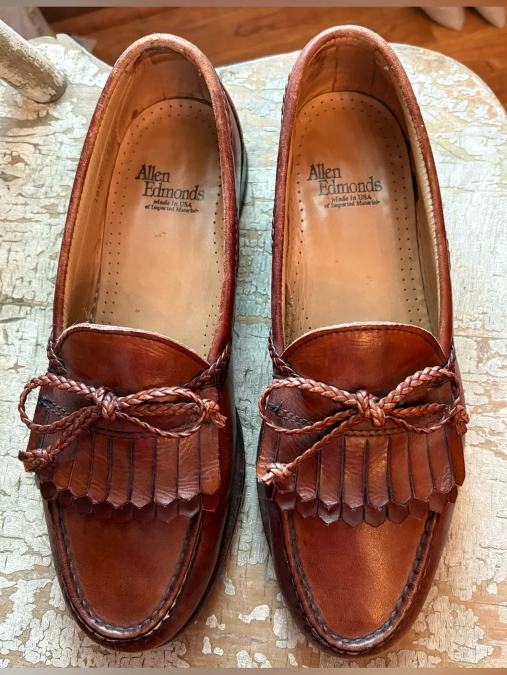 Allen Edmonds Woodstock Kiltie Loafers Brown Men's 10.5 D USA Leather Slip On
